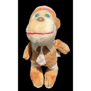 Vtg Nanco Plush Felix Monkey Stuffed Pink Hat Necktie Hard To Find Rare 1987